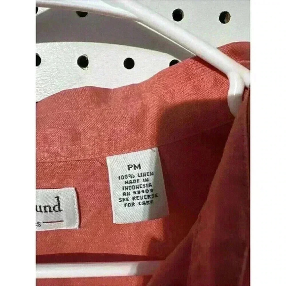 Westbound Linen Button Down Shirt Coral Cropped Long Sleeve Women’s M Petite - Picture 5 of 6